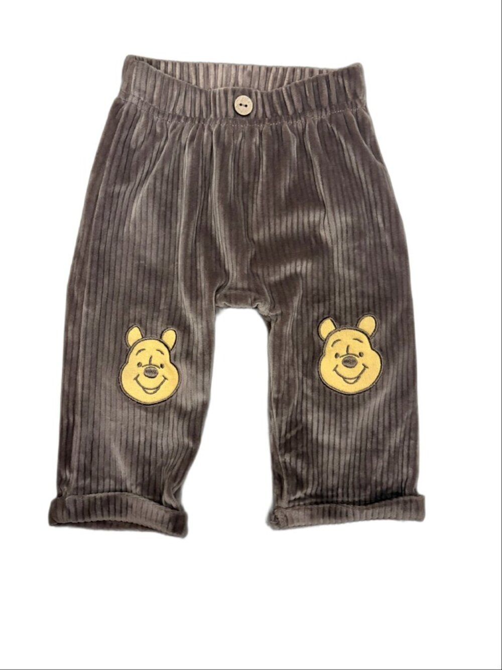 Disney Baby Winnie the Pooh Brown Ribbed Knee Patch Pants (Size 6-9M)